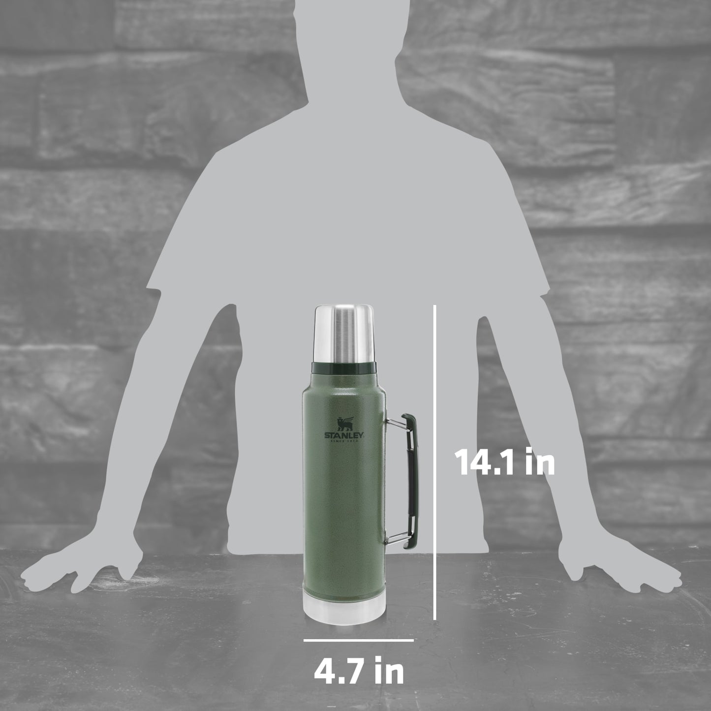 Front View of Green Stanley Legendary Classic Bottle 48oz
