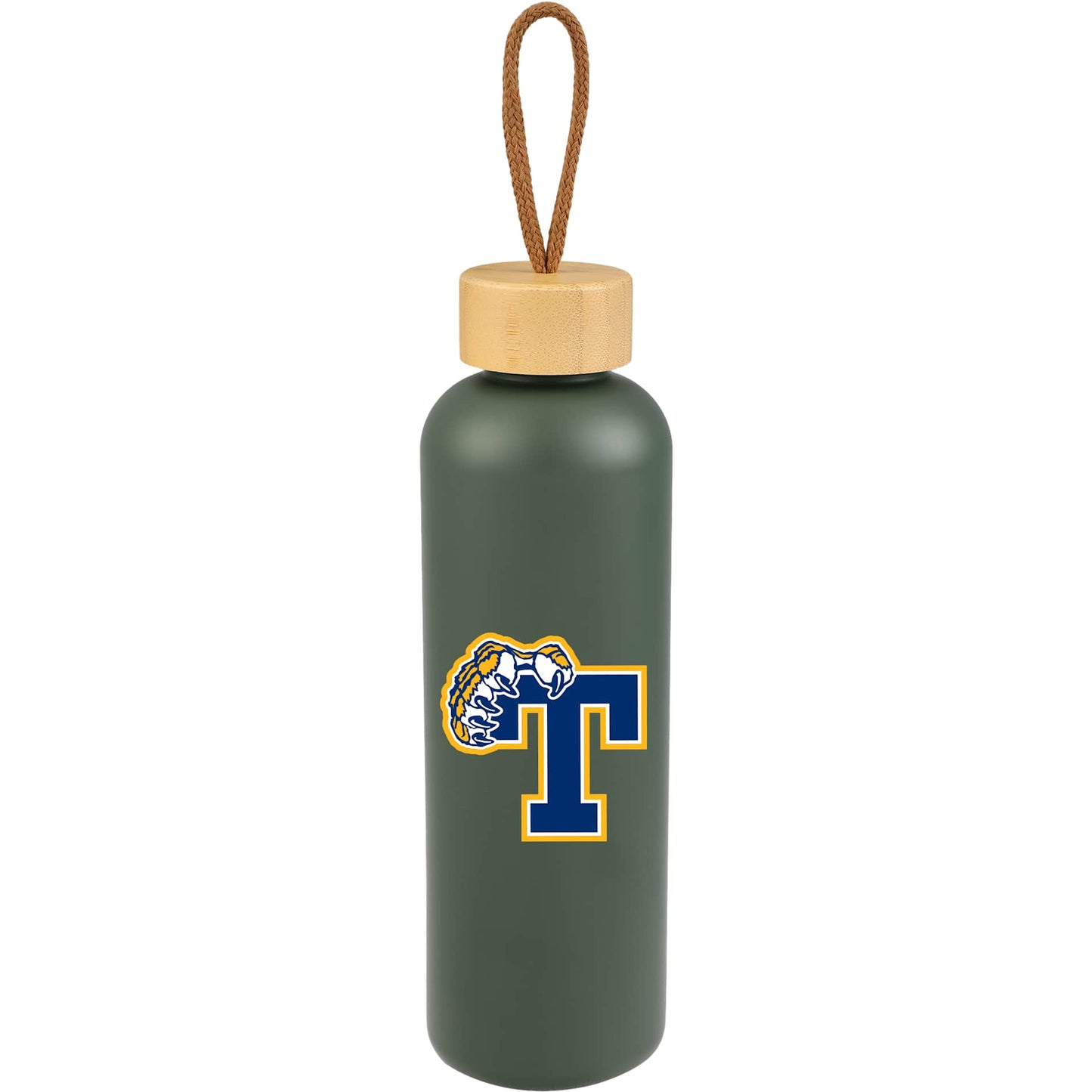 Front View of Green Tania Recycled Bottle w/ FSC® Bamboo Lid 26oz
