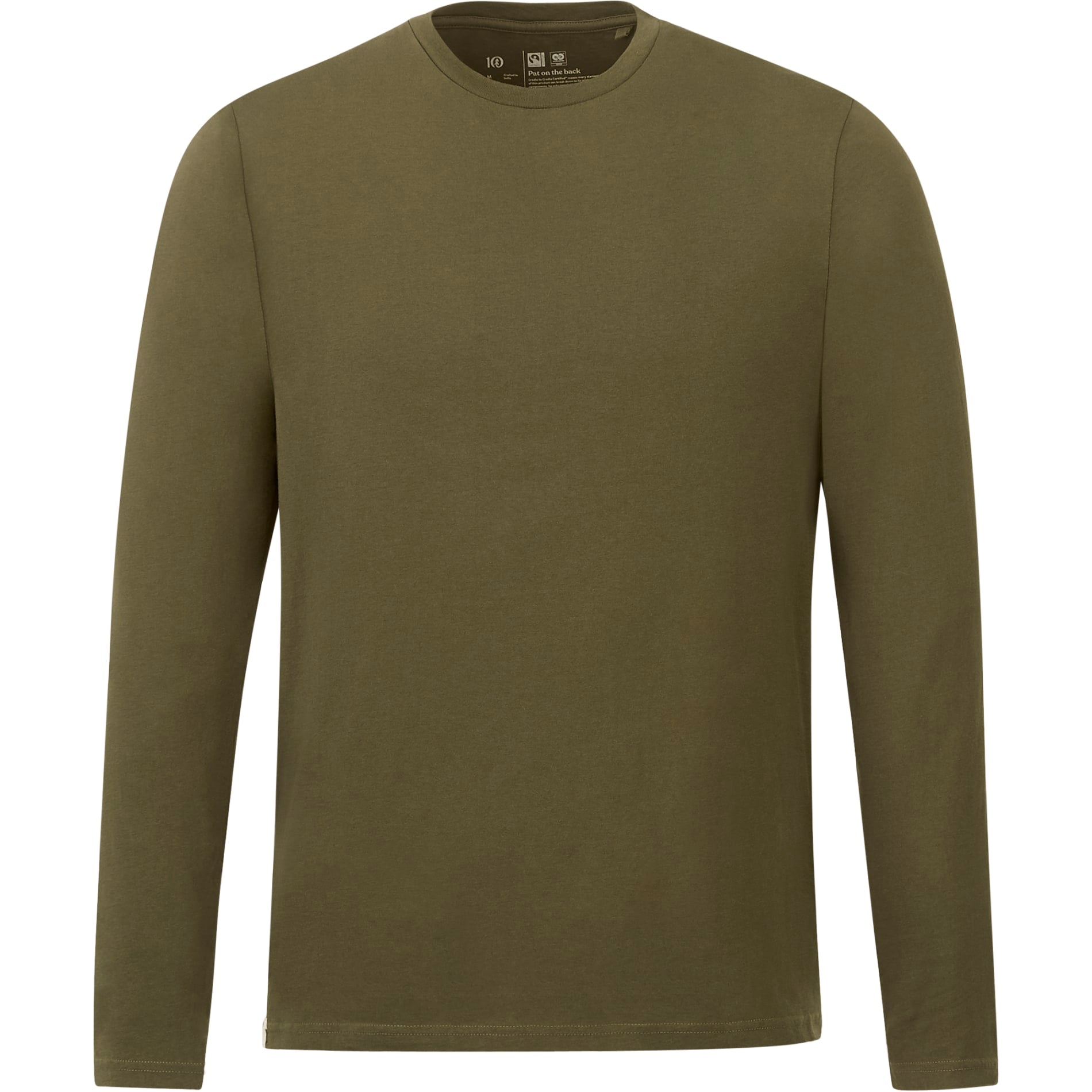 Front View of Green tentree Organic Cotton Longsleeve Tee - Men's plain