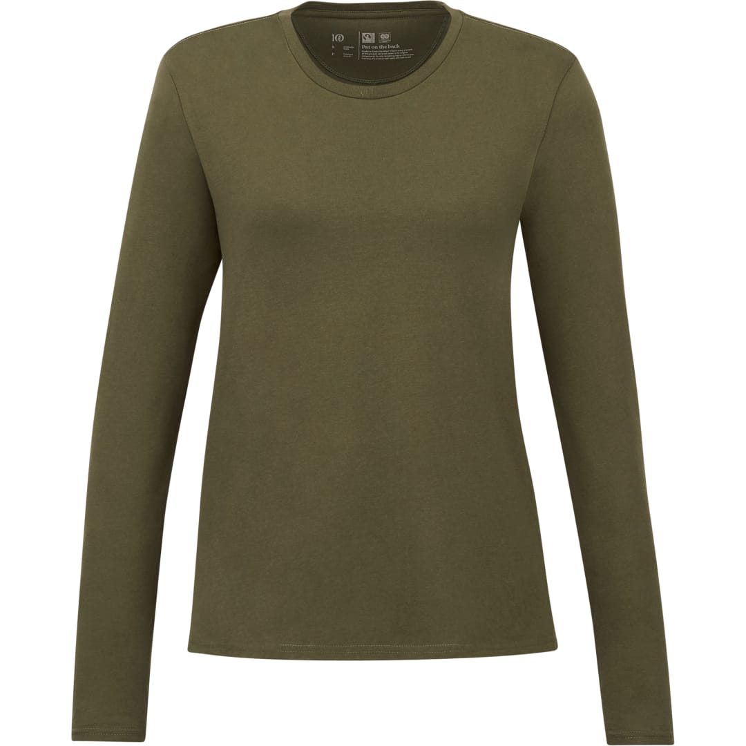 Front View of Green tentree Organic Cotton Longsleeve Tee - Women's plain