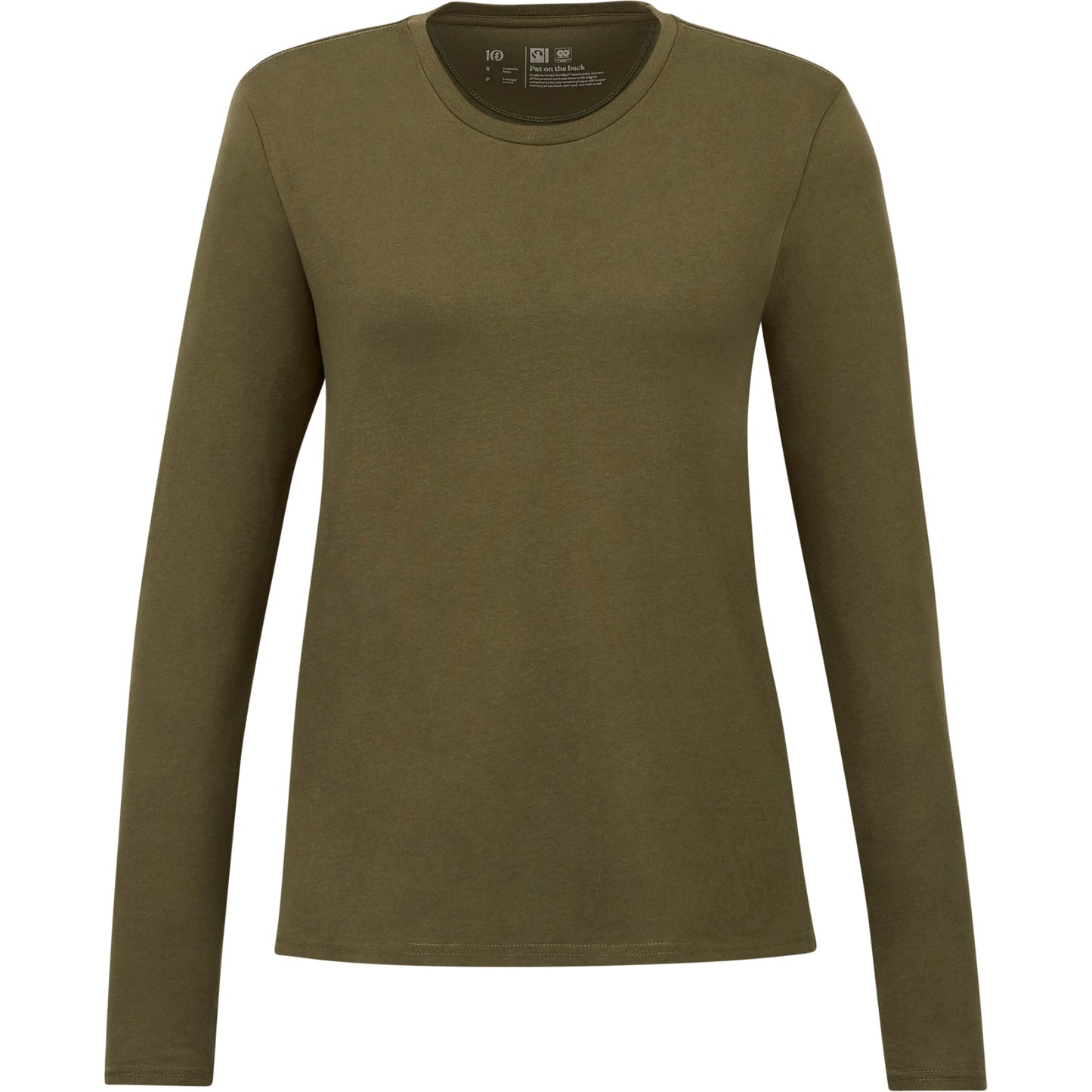 Front View of Green tentree Organic Cotton Longsleeve Tee - Women's plain