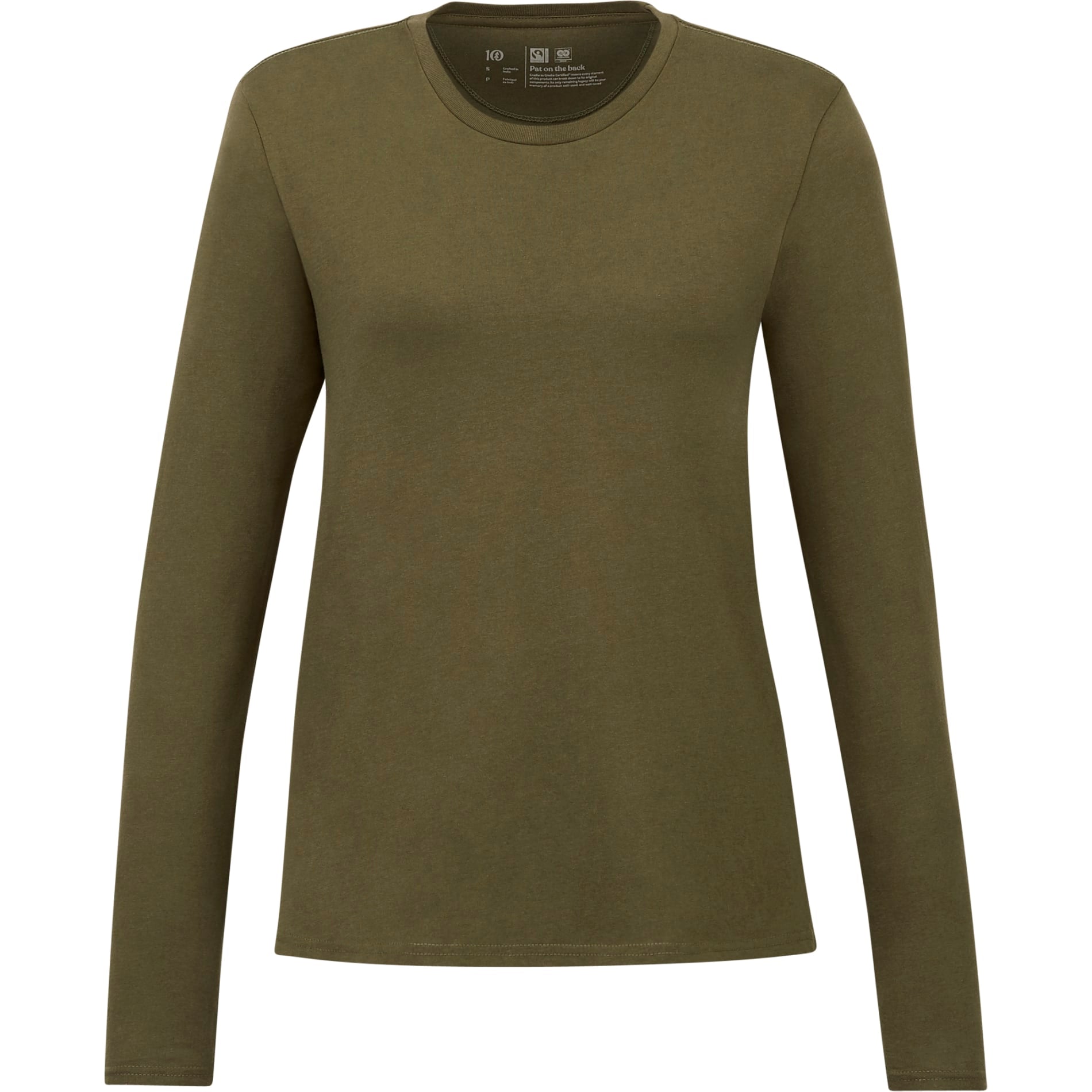 Front View of Green tentree Organic Cotton Longsleeve Tee - Women's plain
