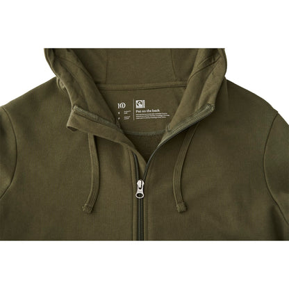 Front View of Green tentree Organic Cotton Zip Hoodie - Men's plain