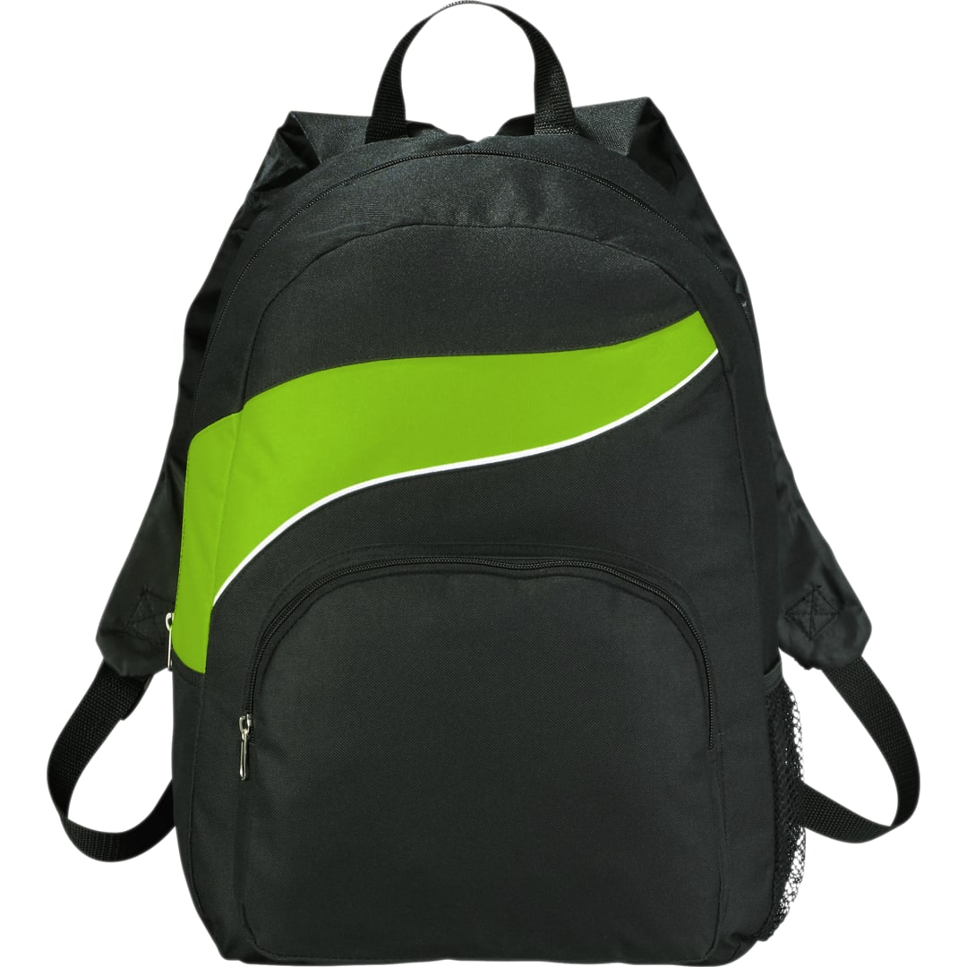 Front View of Green Tornado Deluxe Backpack plain