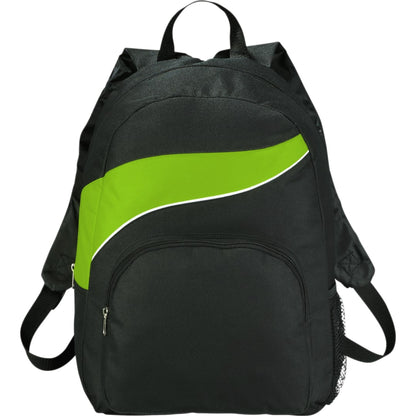Front View of Green Tornado Deluxe Backpack plain