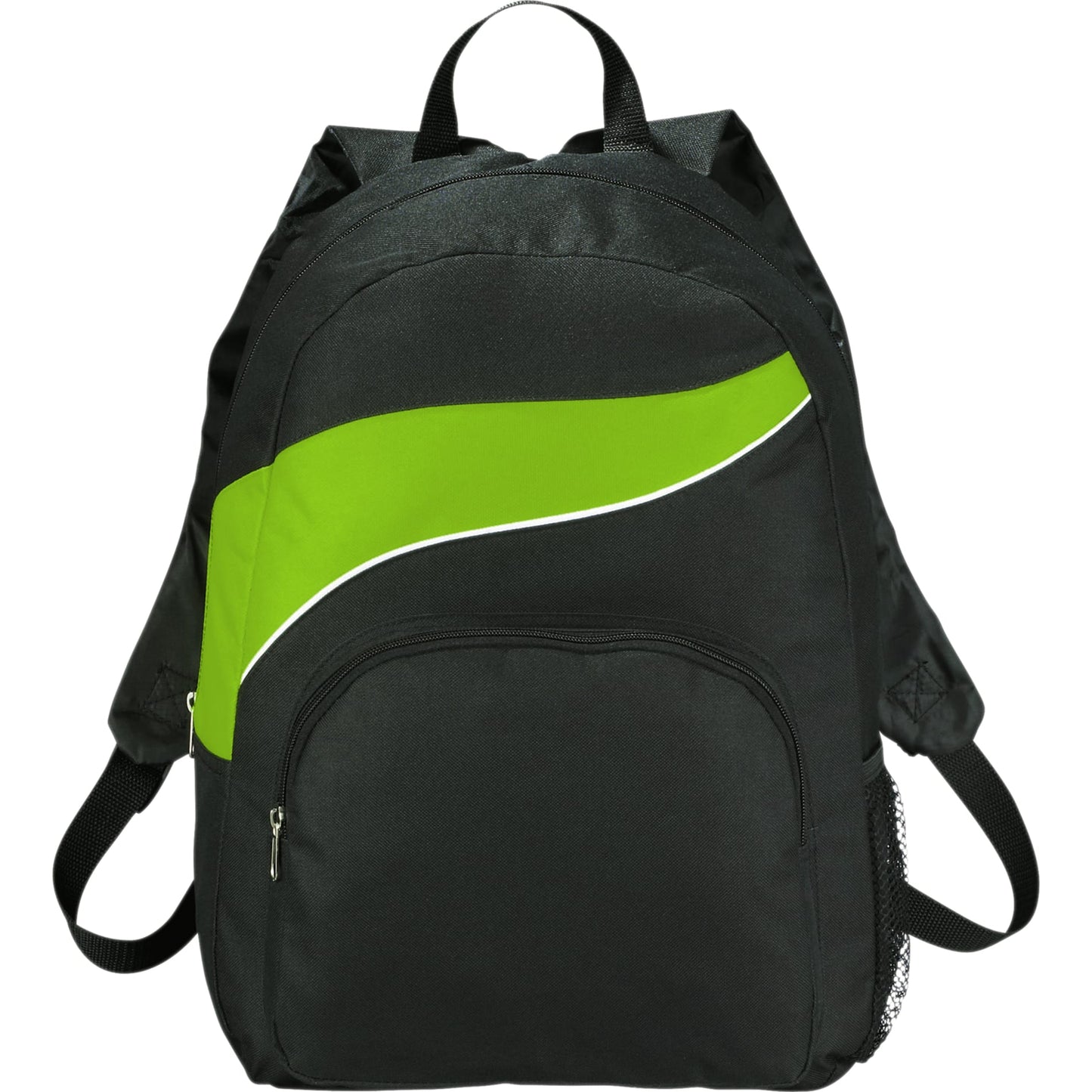Front View of Green Tornado Deluxe Backpack plain