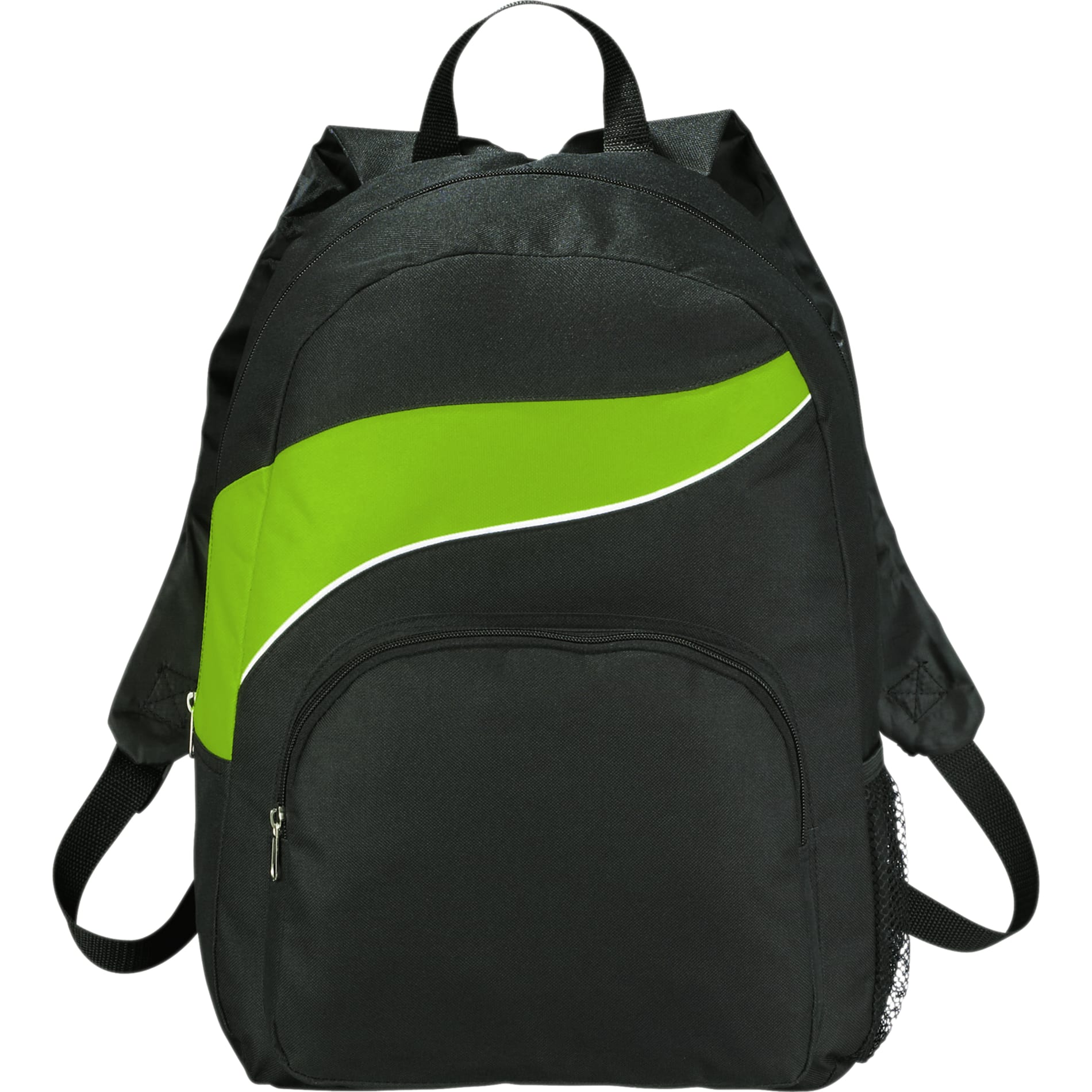 Front View of Green Tornado Deluxe Backpack plain