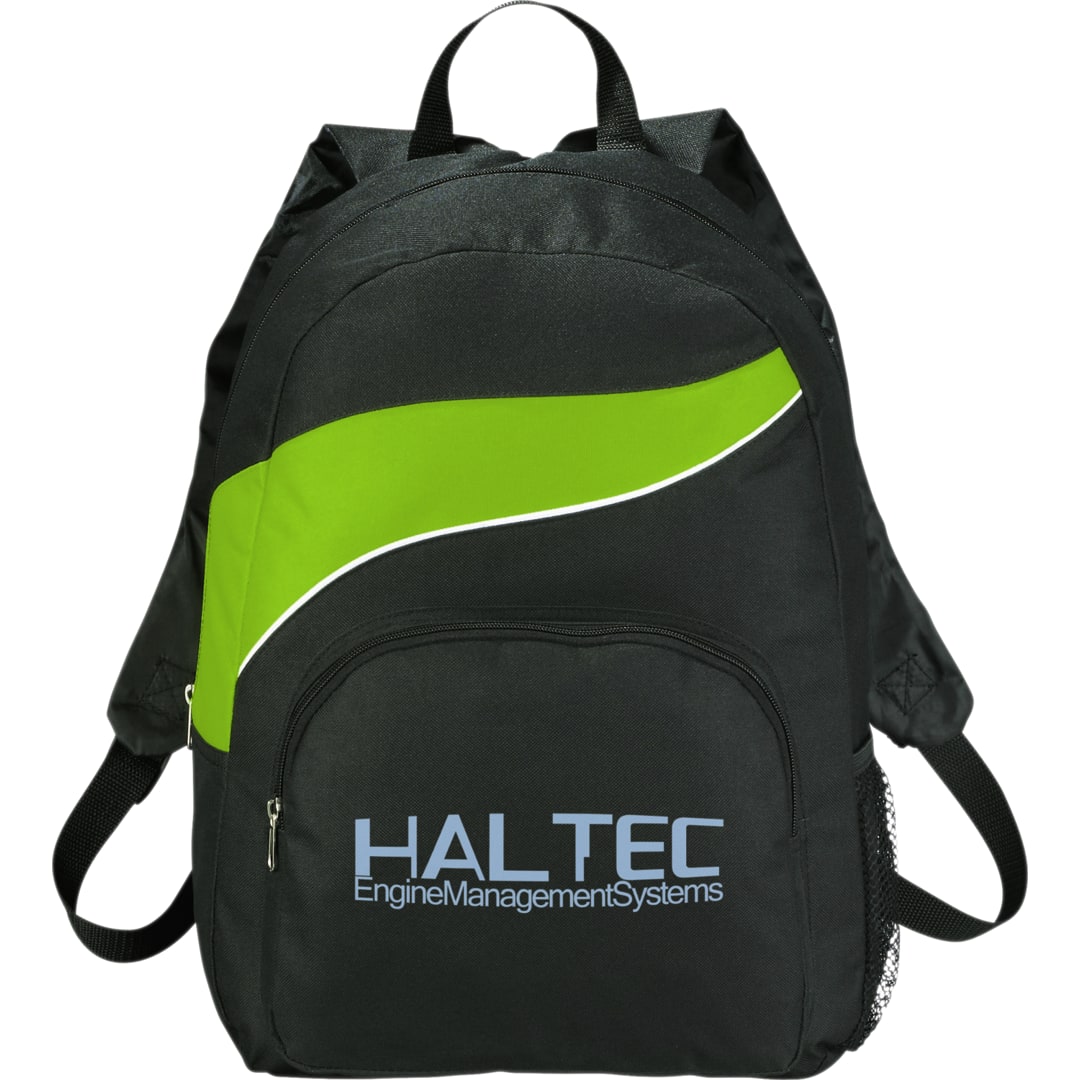 Front View of Green Tornado Deluxe Backpack