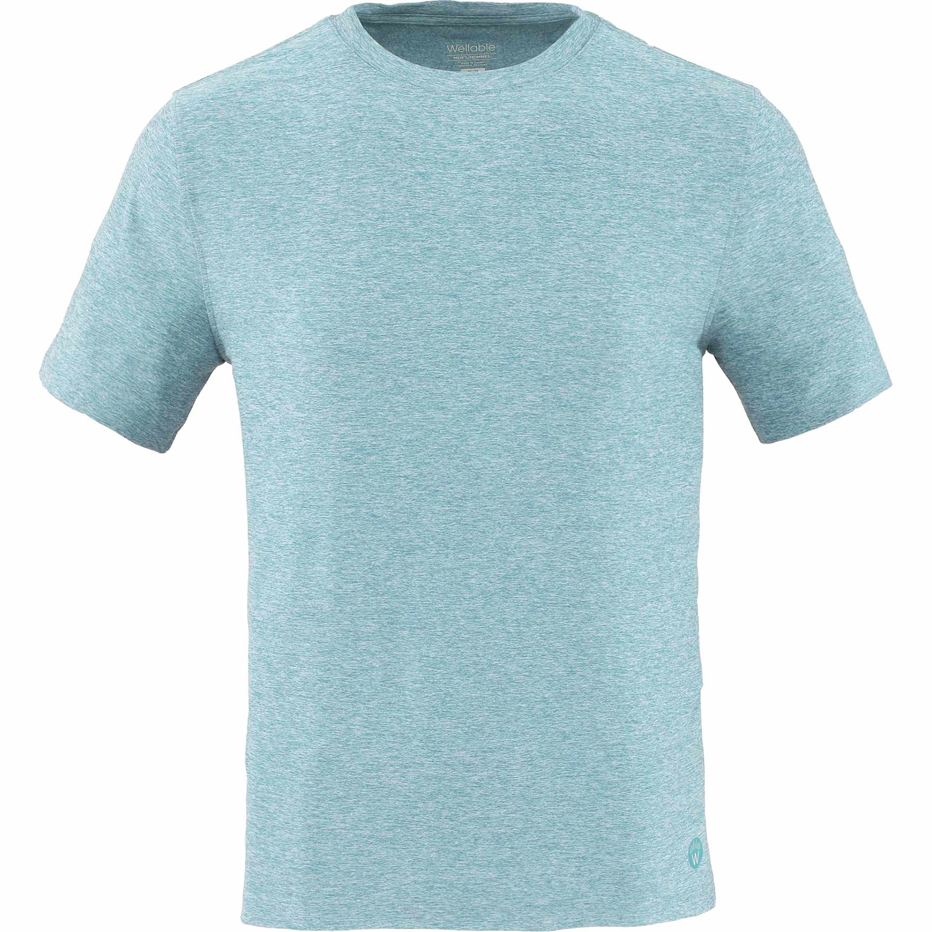 Front View of Green WELLABLE Men's Short Sleeve Tee plain