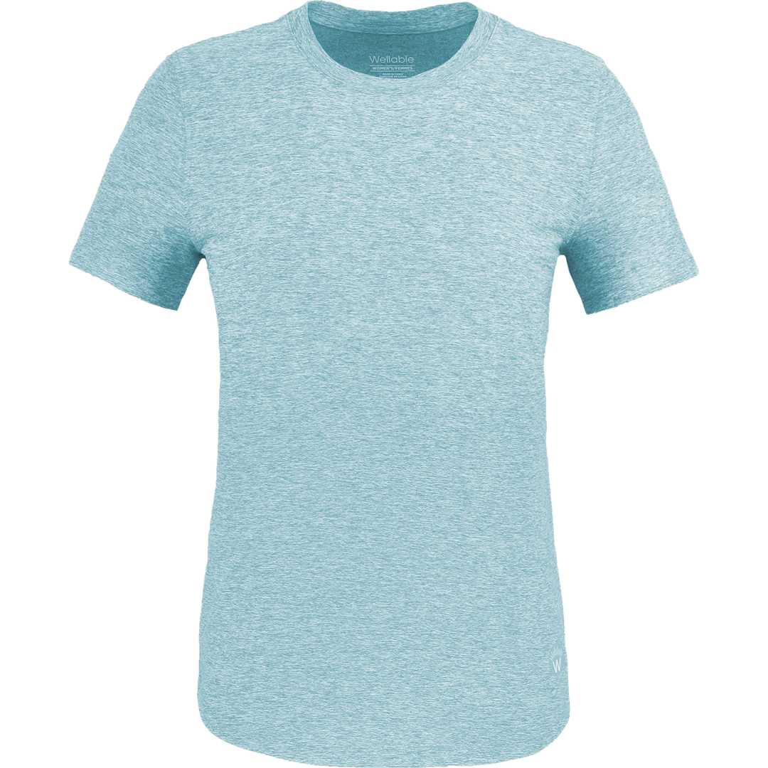Front View of Green WELLABLE Women's Short Sleeve Tee plain