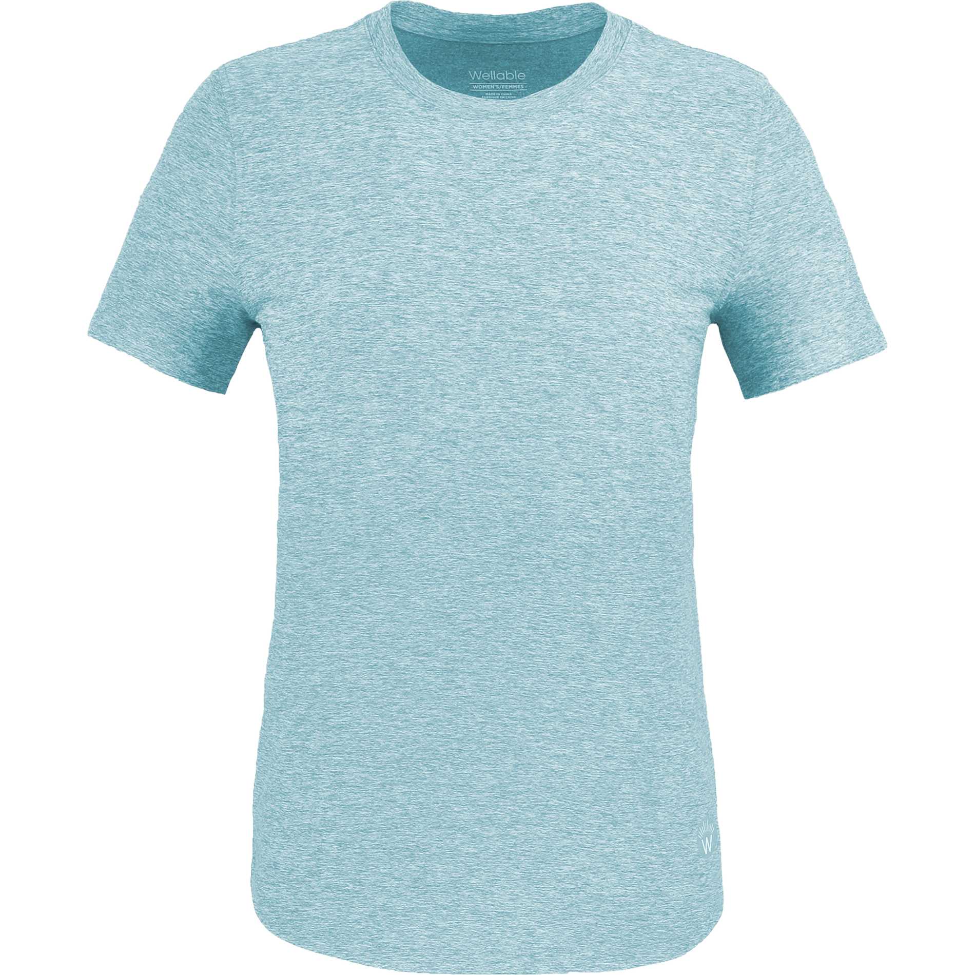 Front View of Green WELLABLE Women's Short Sleeve Tee plain