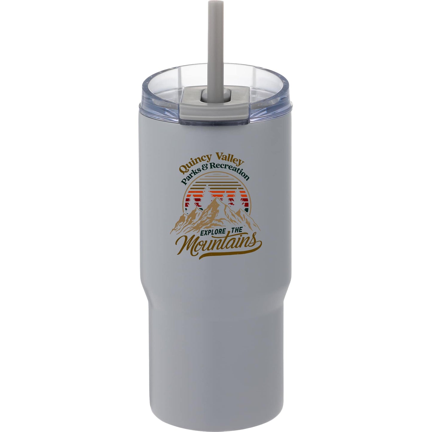 Front View of Grey Auxo 24oz Double Wall Vacuum Insulated Tumbler