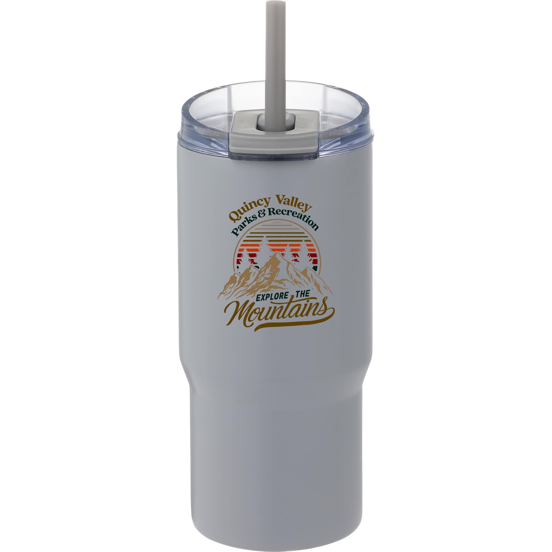 Front View of Grey Auxo 24oz Double Wall Vacuum Insulated Tumbler