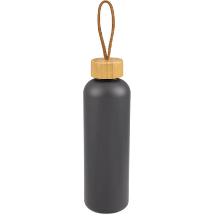Front View of Grey Tania Recycled Bottle w/ FSC® Bamboo Lid 26oz plain