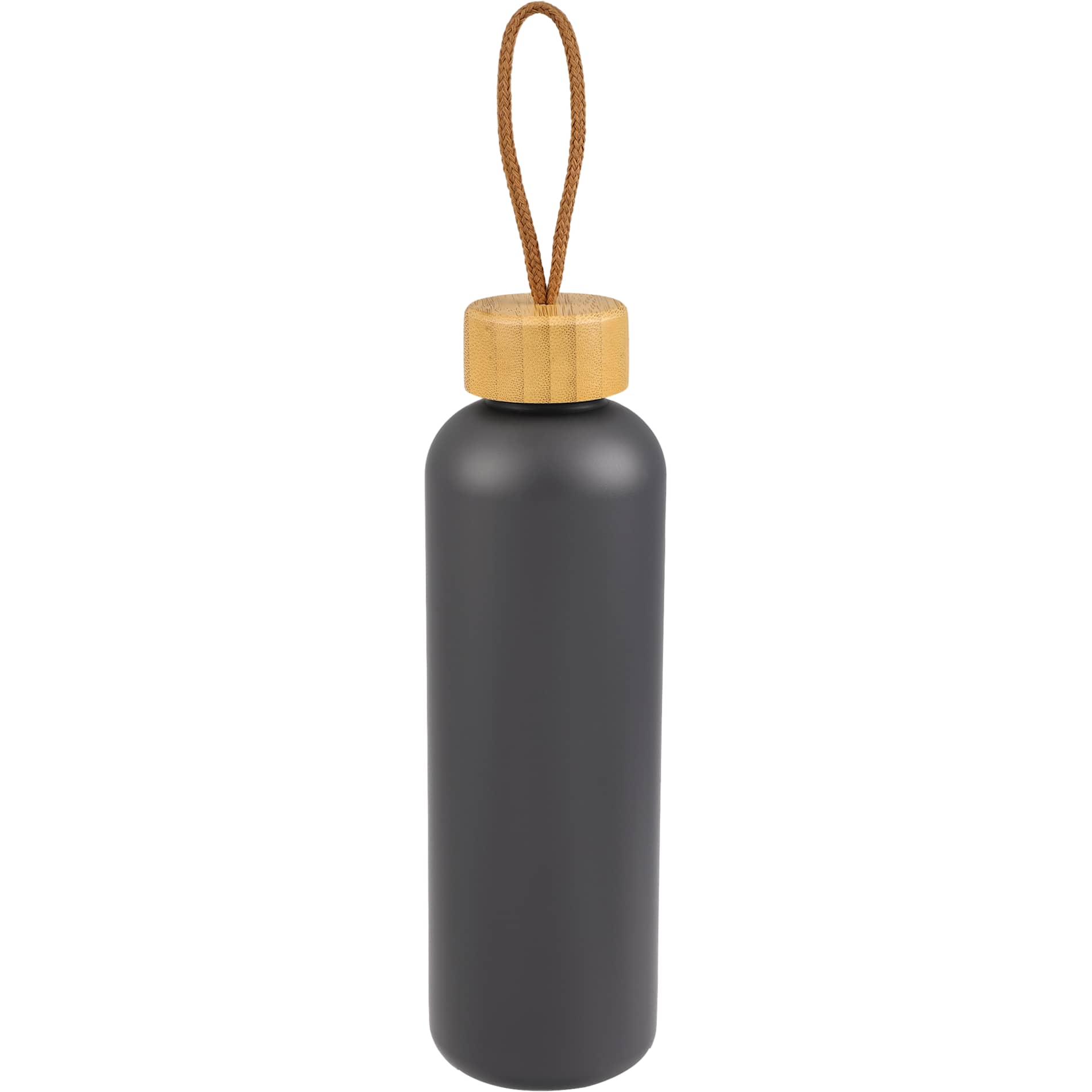 Front View of Grey Tania Recycled Bottle w/ FSC® Bamboo Lid 26oz plain
