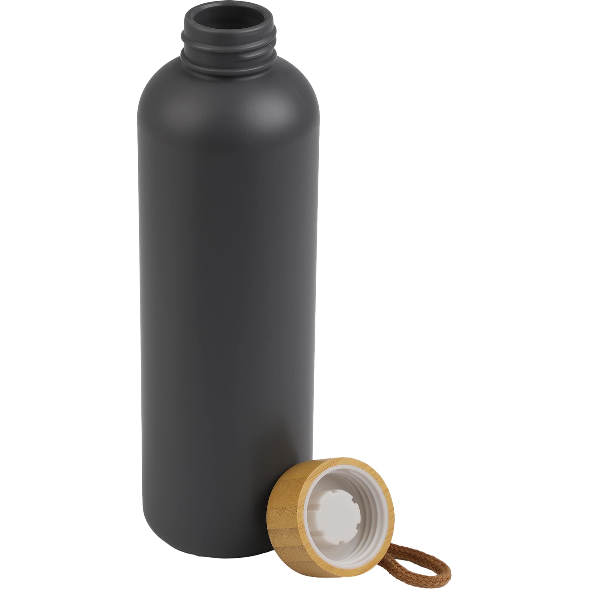 Front View of Grey Tania Recycled Bottle w/ FSC® Bamboo Lid 26oz plain