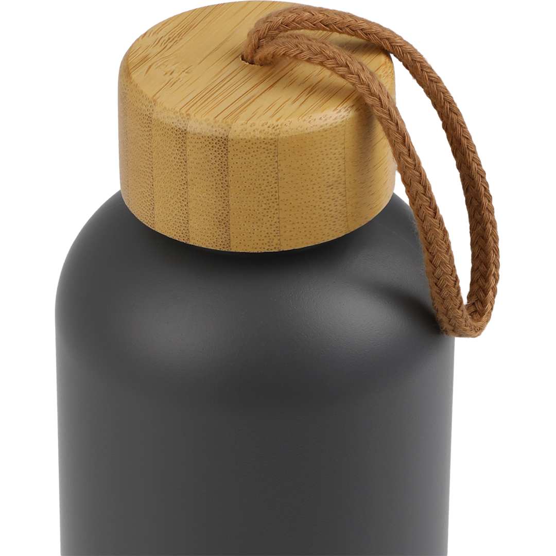 Front View of Grey Tania Recycled Bottle w/ FSC® Bamboo Lid 26oz