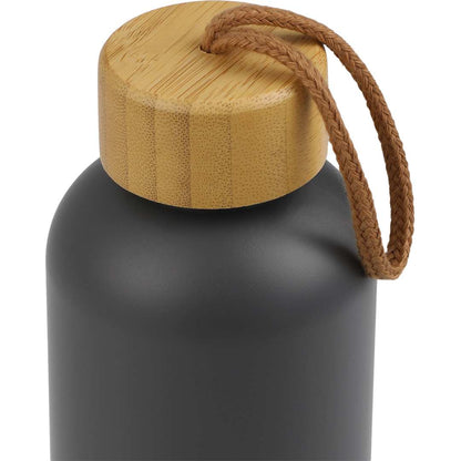 Front View of Grey Tania Recycled Bottle w/ FSC® Bamboo Lid 26oz
