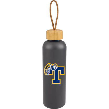 Front View of Grey Tania Recycled Bottle w/ FSC® Bamboo Lid 26oz