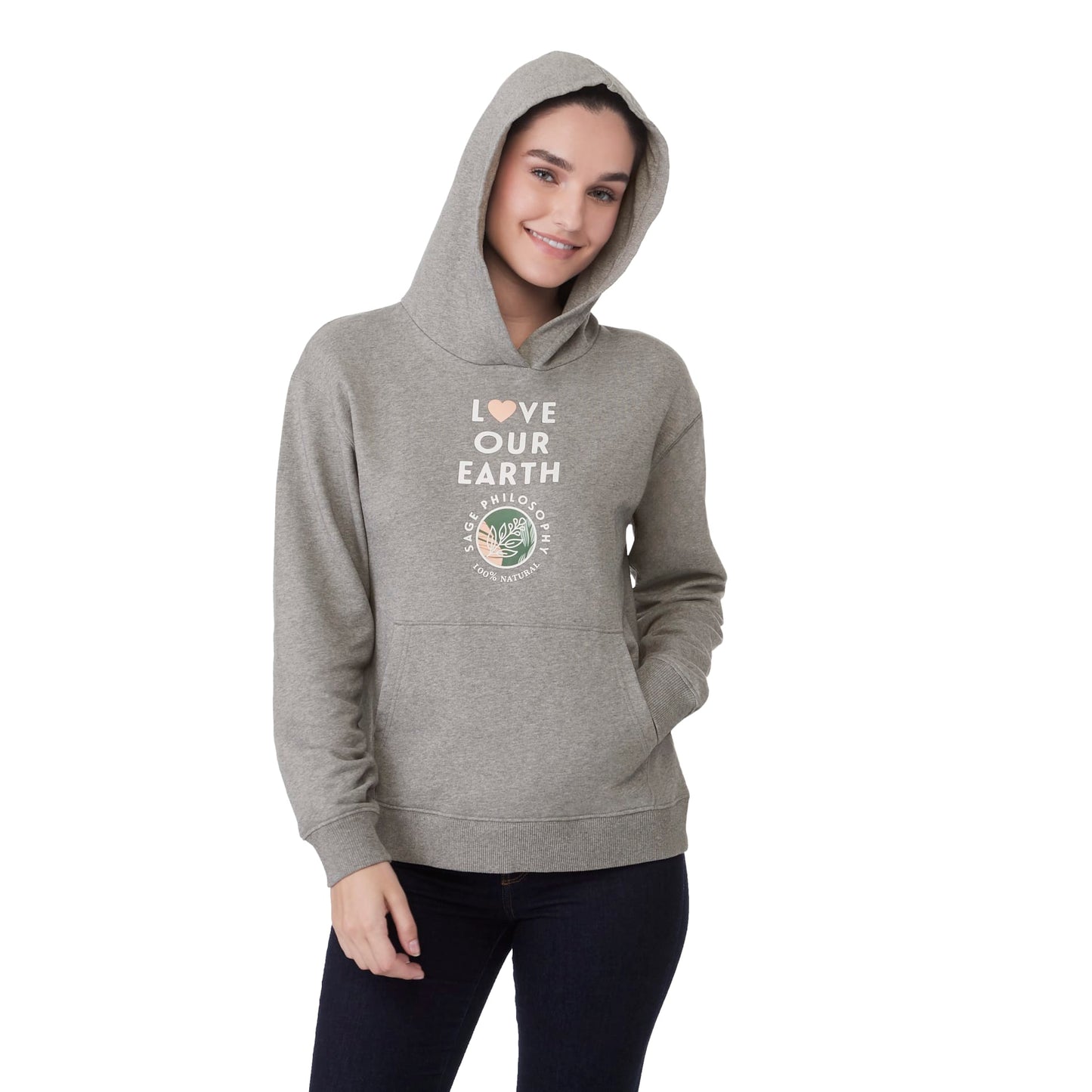 Front View of Grey tentree Organic Cotton Classic Hoodie - Women's
