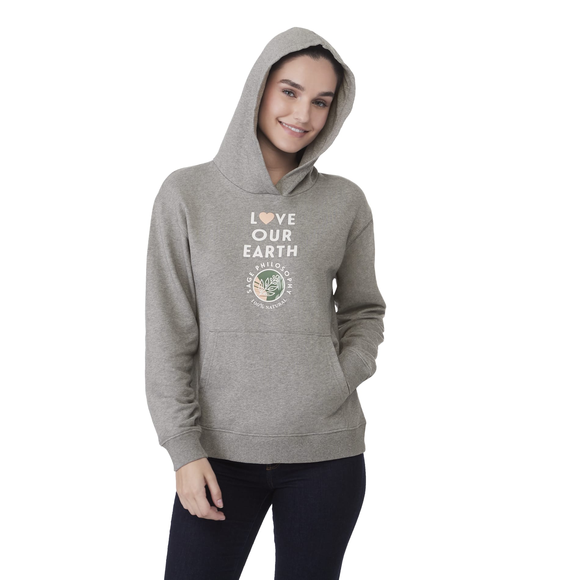 Front View of Grey tentree Organic Cotton Classic Hoodie - Women's