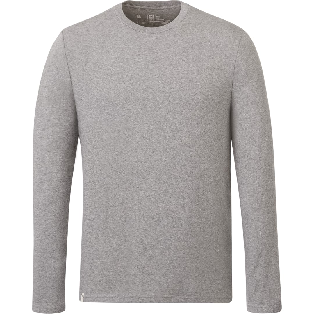 Front View of Grey tentree Organic Cotton Longsleeve Tee - Men's plain