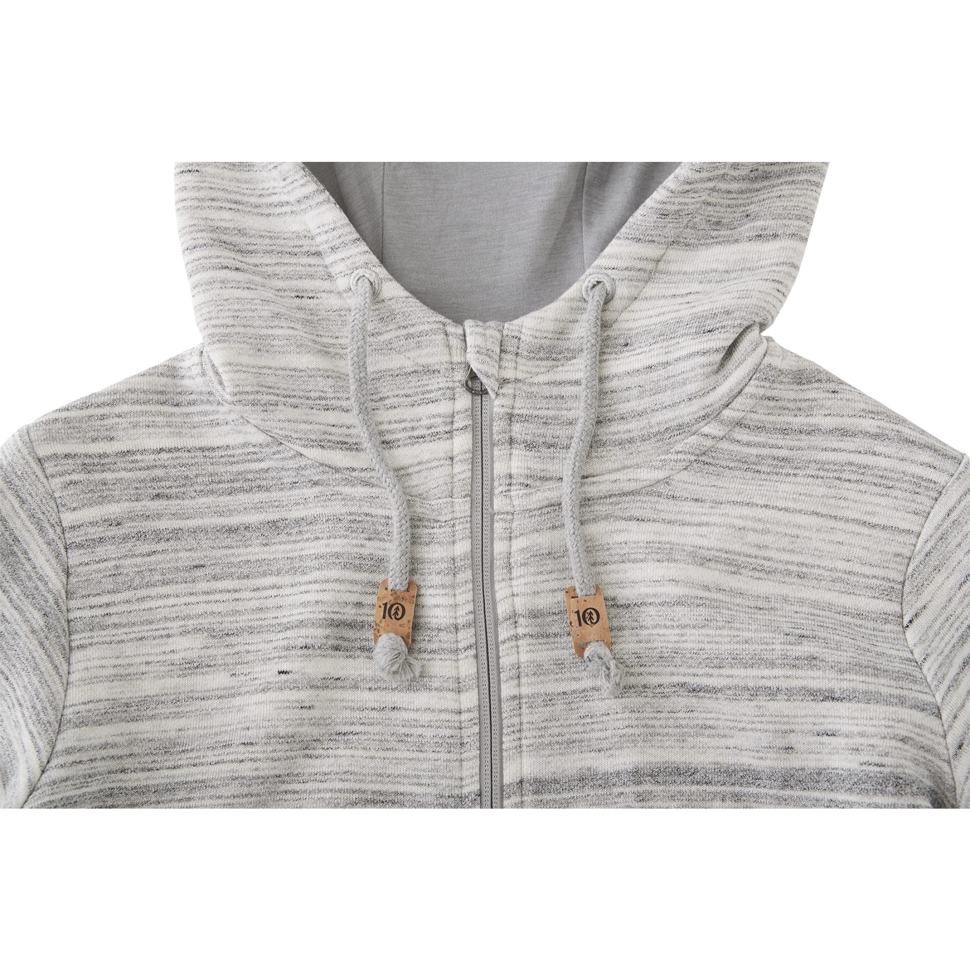 Front View of Grey tentree Space Dye Zip Hoodie - Women's plain