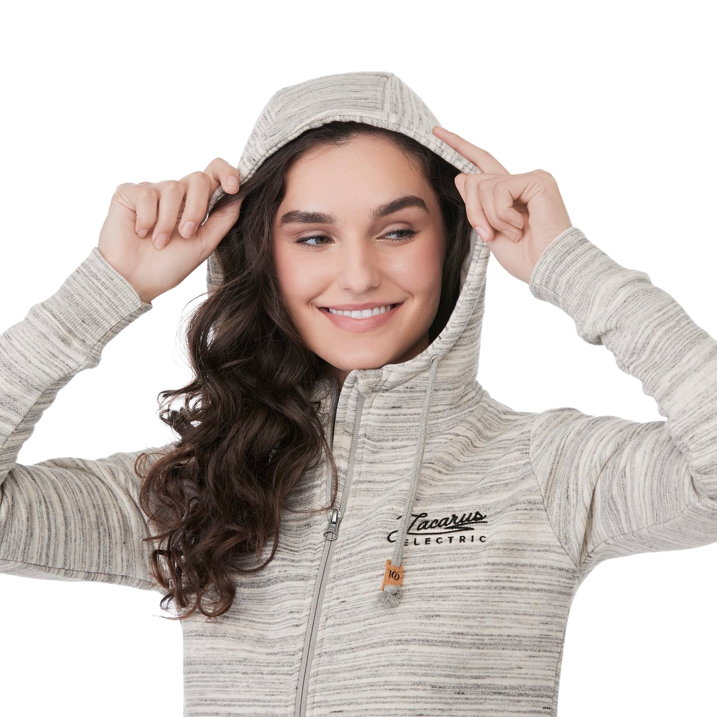 Front View of Grey tentree Space Dye Zip Hoodie - Women's