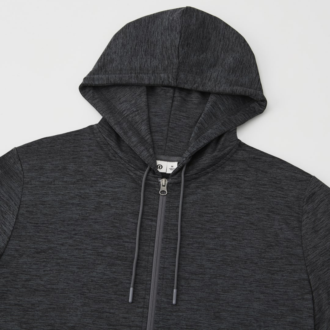 Front View of Grey tentree Stretch Knit Zip Up - Men's plain