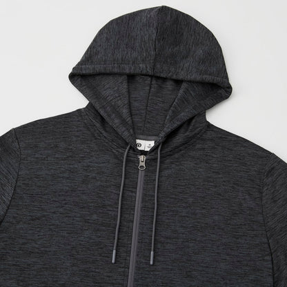 Front View of Grey tentree Stretch Knit Zip Up - Men's plain
