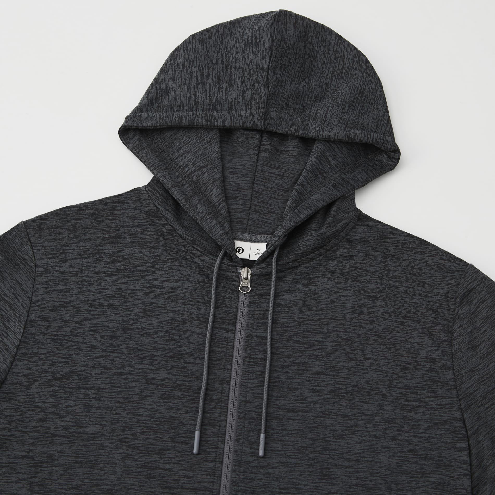 Front View of Grey tentree Stretch Knit Zip Up - Men's plain
