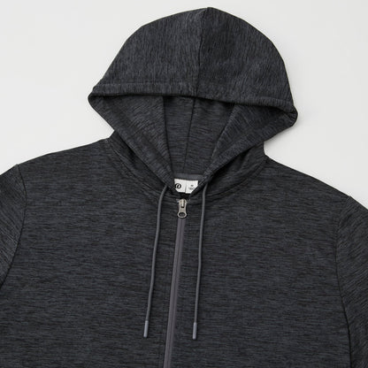 Front View of Grey tentree Stretch Knit Zip Up - Men's plain