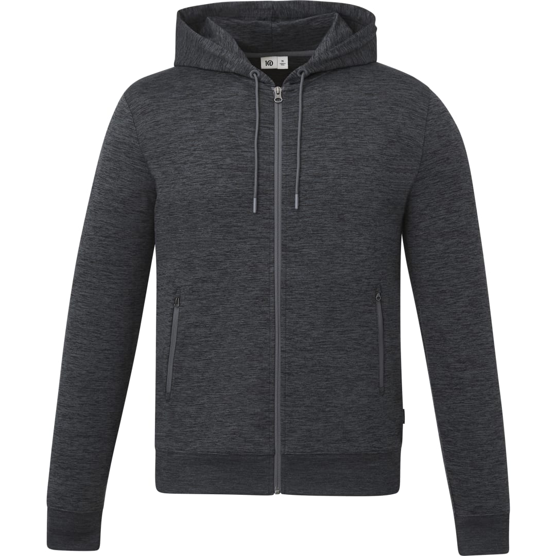 Front View of Grey tentree Stretch Knit Zip Up - Men's plain