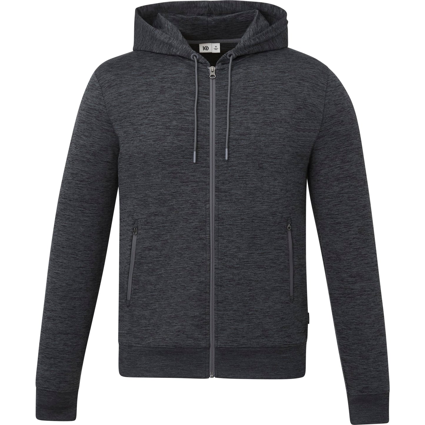 Front View of Grey tentree Stretch Knit Zip Up - Men's plain