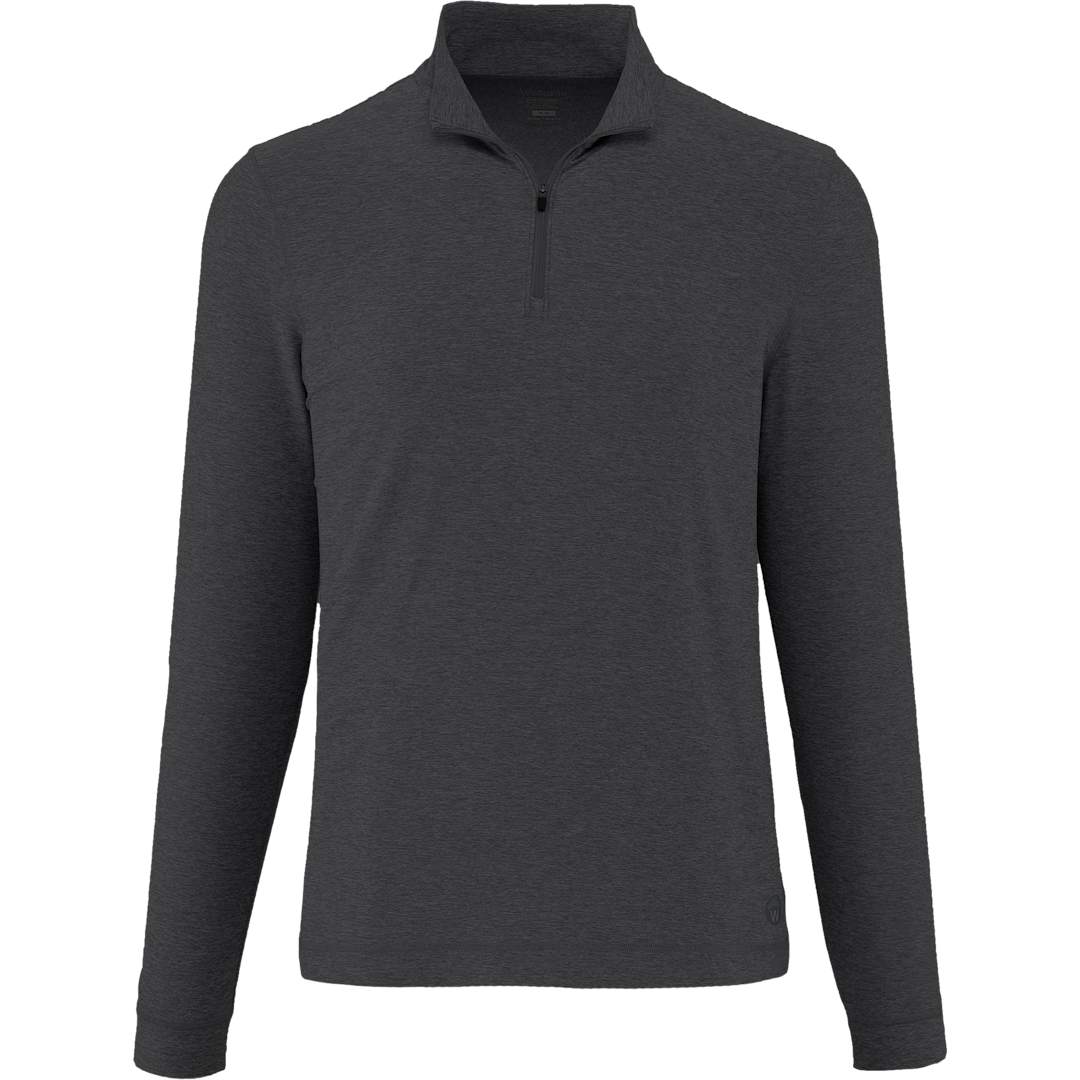 Front View of Grey WELLABLE Men's Knit 1/4 Zip plain