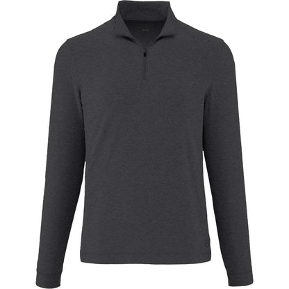 Front View of Grey WELLABLE Men's Knit 1/4 Zip plain