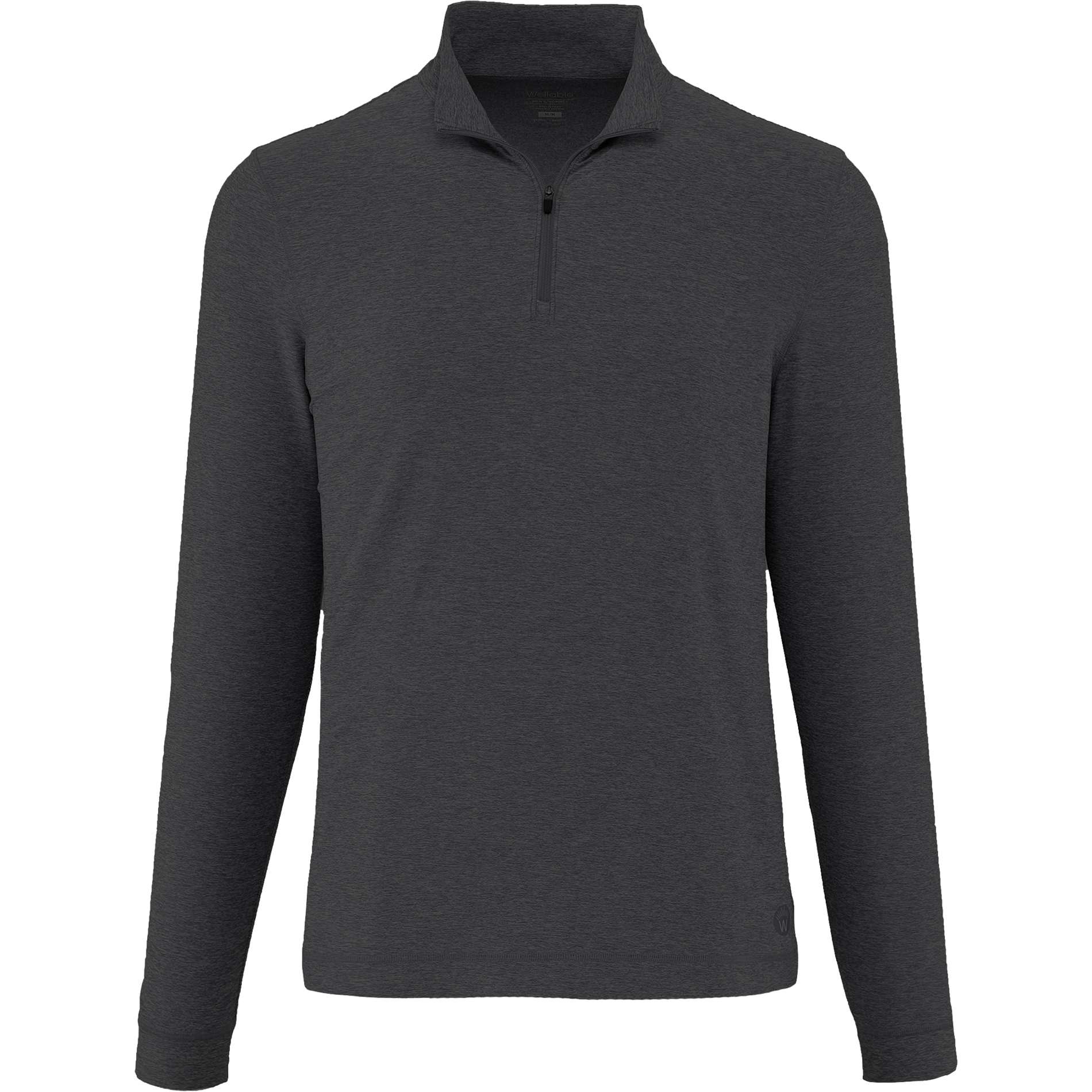Front View of Grey WELLABLE Men's Knit 1/4 Zip plain