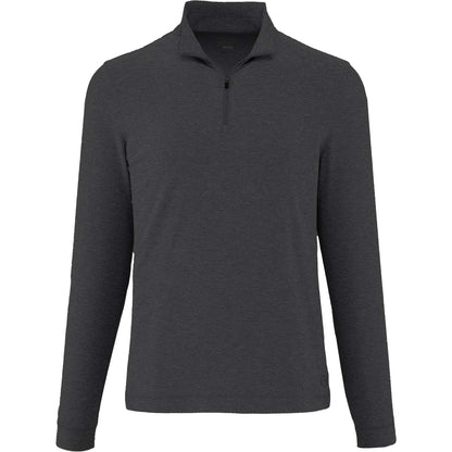 Front View of Grey WELLABLE Men's Knit 1/4 Zip plain