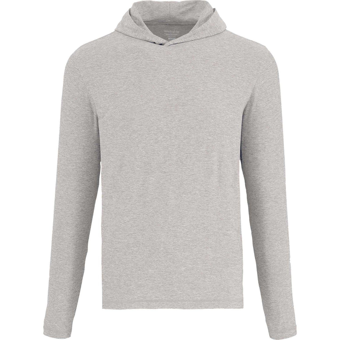Front View of Grey WELLABLE Men's Knit Hoodie plain
