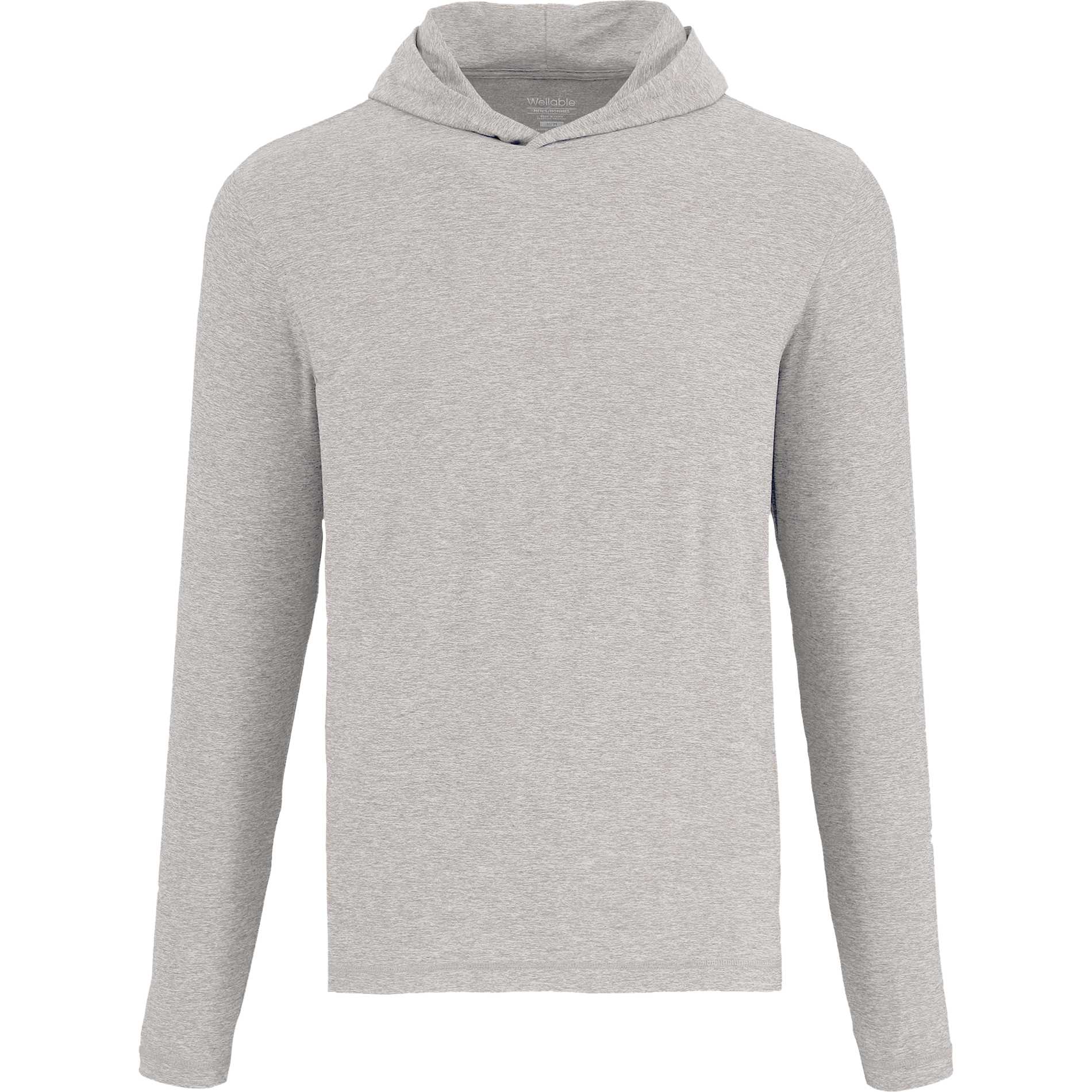 Front View of Grey WELLABLE Men's Knit Hoodie plain