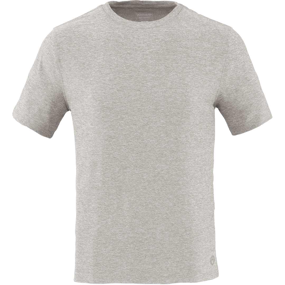 Front View of Grey WELLABLE Men's Short Sleeve Tee plain