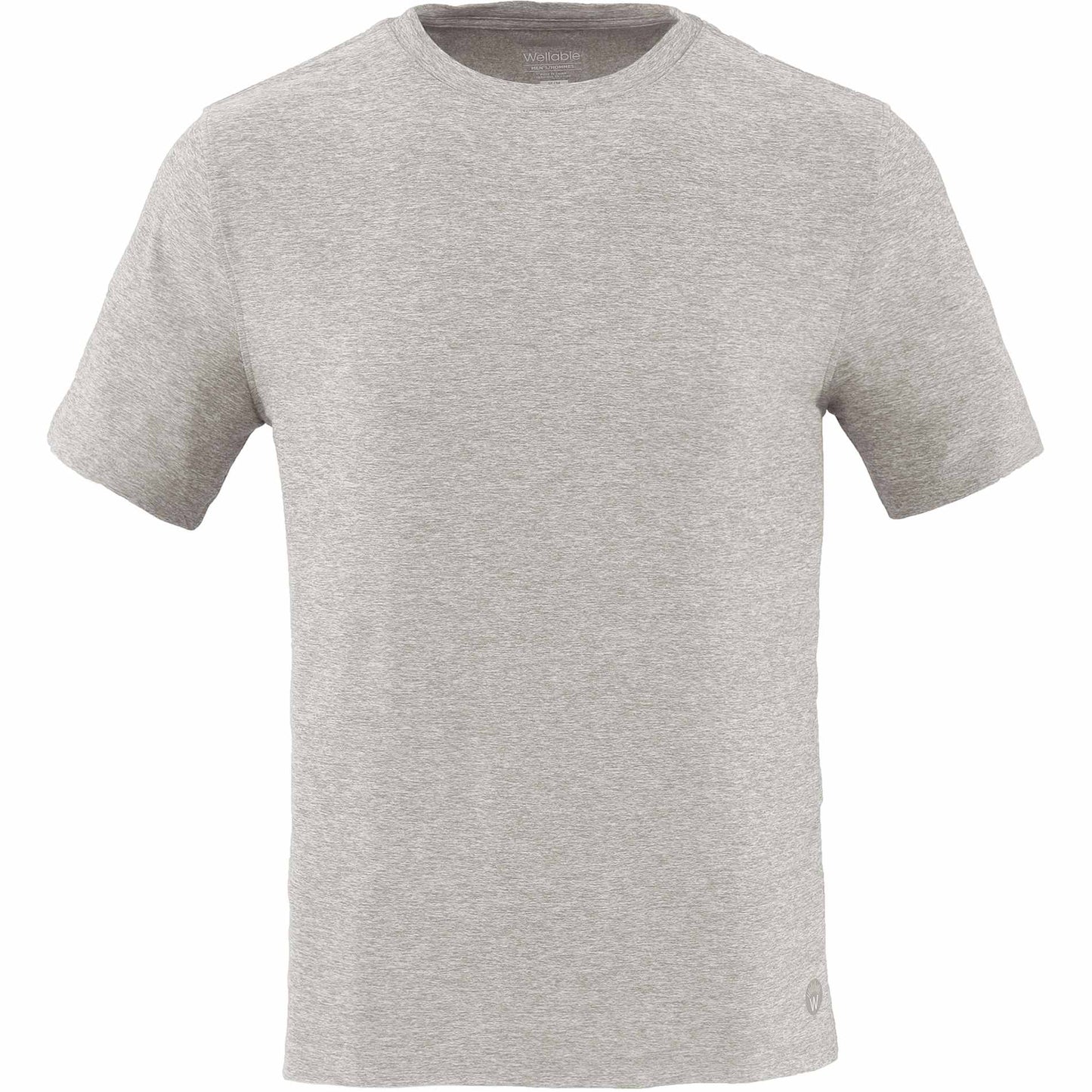 Front View of Grey WELLABLE Men's Short Sleeve Tee plain