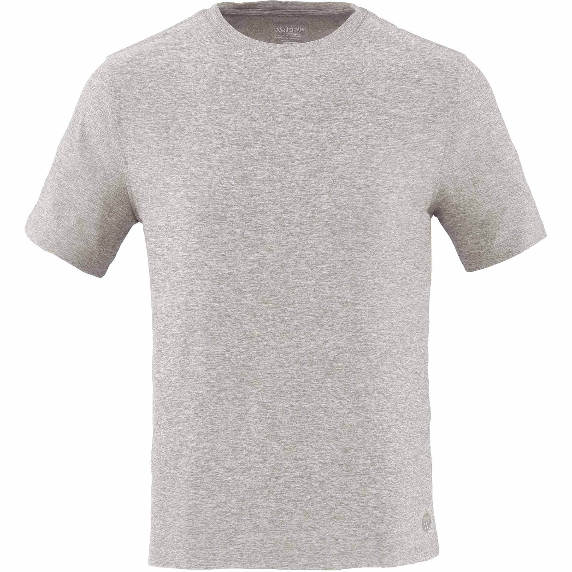 Front View of Grey WELLABLE Men's Short Sleeve Tee plain