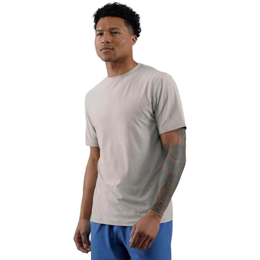 Front View of Grey WELLABLE Men's Short Sleeve Tee plain