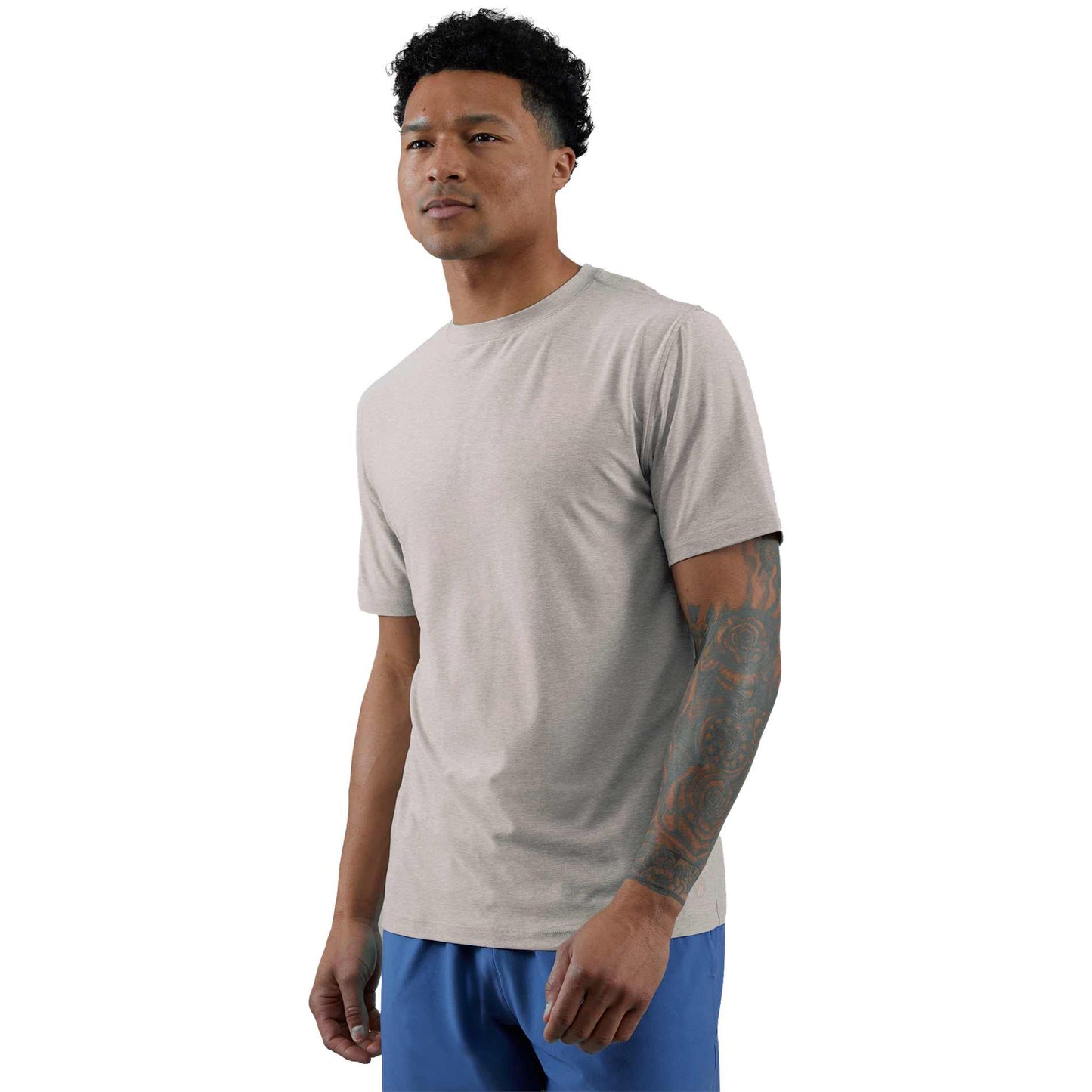 Front View of Grey WELLABLE Men's Short Sleeve Tee plain