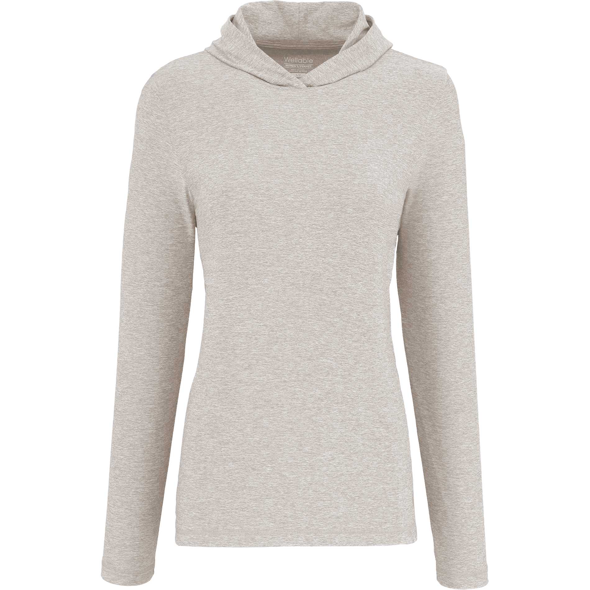 Front View of Grey WELLABLE Women's Knit Hoodie plain