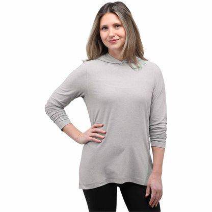 Front View of Grey WELLABLE Women's Knit Hoodie plain