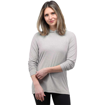 Front View of Grey WELLABLE Women's Knit Hoodie plain