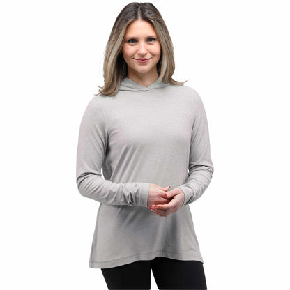 Front View of Grey WELLABLE Women's Knit Hoodie plain