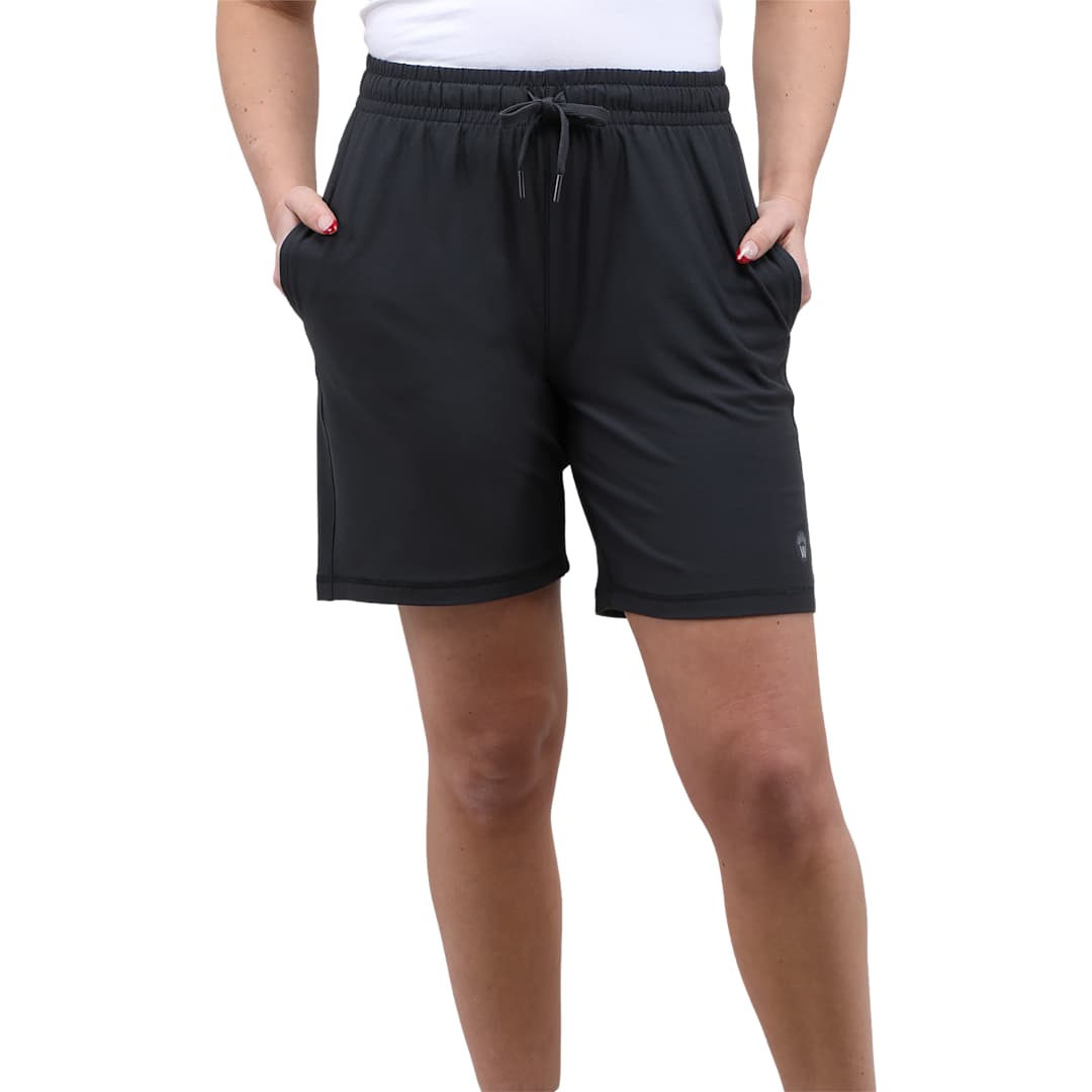 Front View of Grey WELLABLE Women's Knit Short plain